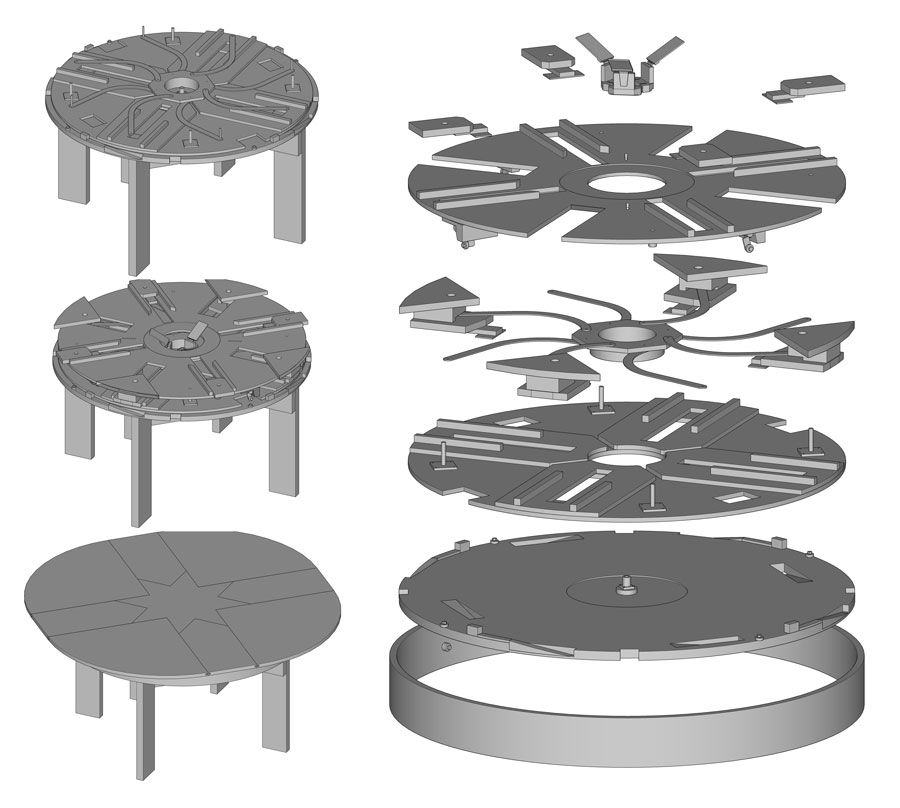 Plans Mechanical Lumber, Expanding Round Table Mechanism